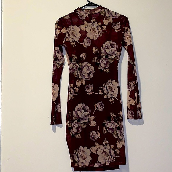 Floral Burgundy Dress - Picture 3 of 4